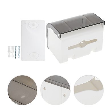 1 Pc Flip Style Tissue Box Cover for Bedroom Table Grey White