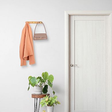 1 Pack Coat Rack Wall Mount, Metal Wood Coat Hook, Hat Rack Wall Hooks for Hanging with 3 Hooks