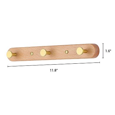 1 Pack Coat Rack Wall Mount, Metal Wood Coat Hook, Hat Rack Wall Hooks for Hanging with 3 Hooks