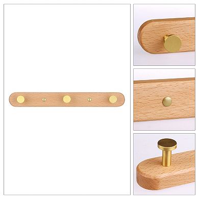 1 Pack Coat Rack Wall Mount, Metal Wood Coat Hook, Hat Rack Wall Hooks for Hanging with 3 Hooks