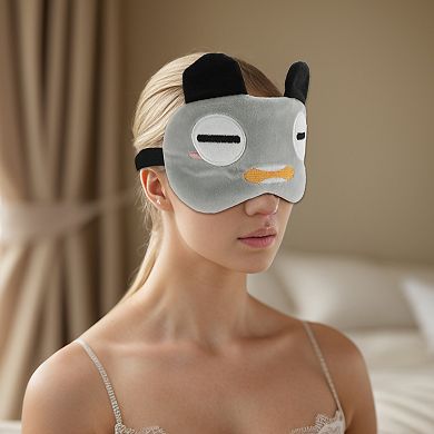 Soft Cartoon Squinting Eyes Sleep Mask Gray Eye Shade Cover for Travel 1 Pc
