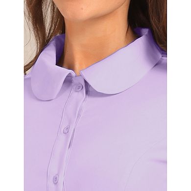 Women's Peter Pen Collar Button Up Long Sleeve Business Work Shirt Blouse