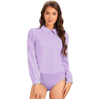 Women's Peter Pen Collar Button Up Long Sleeve Business Work Shirt Blouse