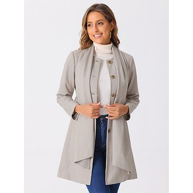 Winter Coat for Women's Button Down Casual Scarf Jacket with Belt