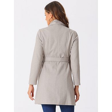 Winter Coat for Women's Button Down Casual Scarf Jacket with Belt