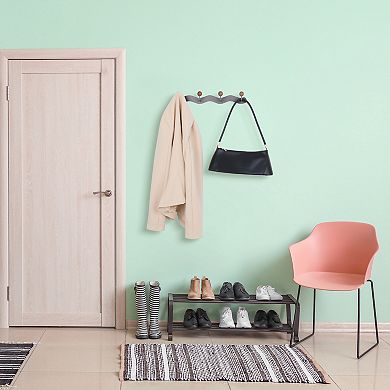 1 Pack Coat Rack Wall Mount, Metal Wood Coat Hook, Hat Rack, Wall Hooks for Hanging with 4 Hooks