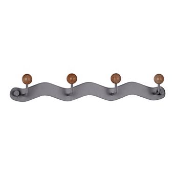 1 Pack Coat Rack Wall Mount, Metal Wood Coat Hook, Hat Rack, Wall Hooks for Hanging with 4 Hooks