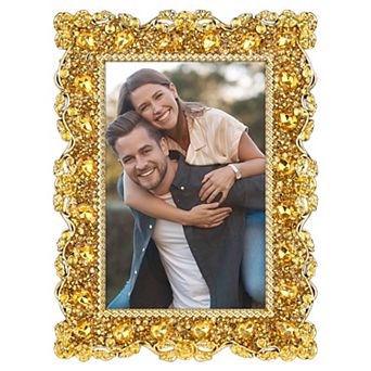 1 pc Retro Plated Picture Frame, Pearl Photo Frames with Glass Front for Tabletop Display