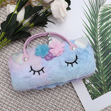 Flower Cartoon Eyeglasses Case 6.69"x3.15"x2.17" Violet 1 Pc
