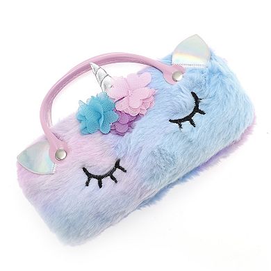 Flower Cartoon Eyeglasses Case 6.69"x3.15"x2.17" Violet 1 Pc