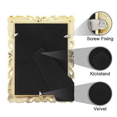 1Pcs Picture Frame Retro Plated Picture Frame Decorated with Crystals Photo Frames with Glass Front