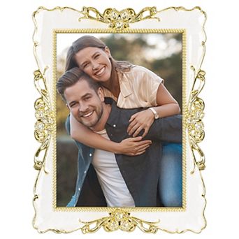 1 pc Picture Frame Retro Plated Picture Frame Decorated with Crystals Photo Frames with Glass Front