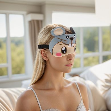 Soft Cartoon Mouse Eyes Sleep Mask Gray Eye Shade Cover for Rest for Travel 1 Pc