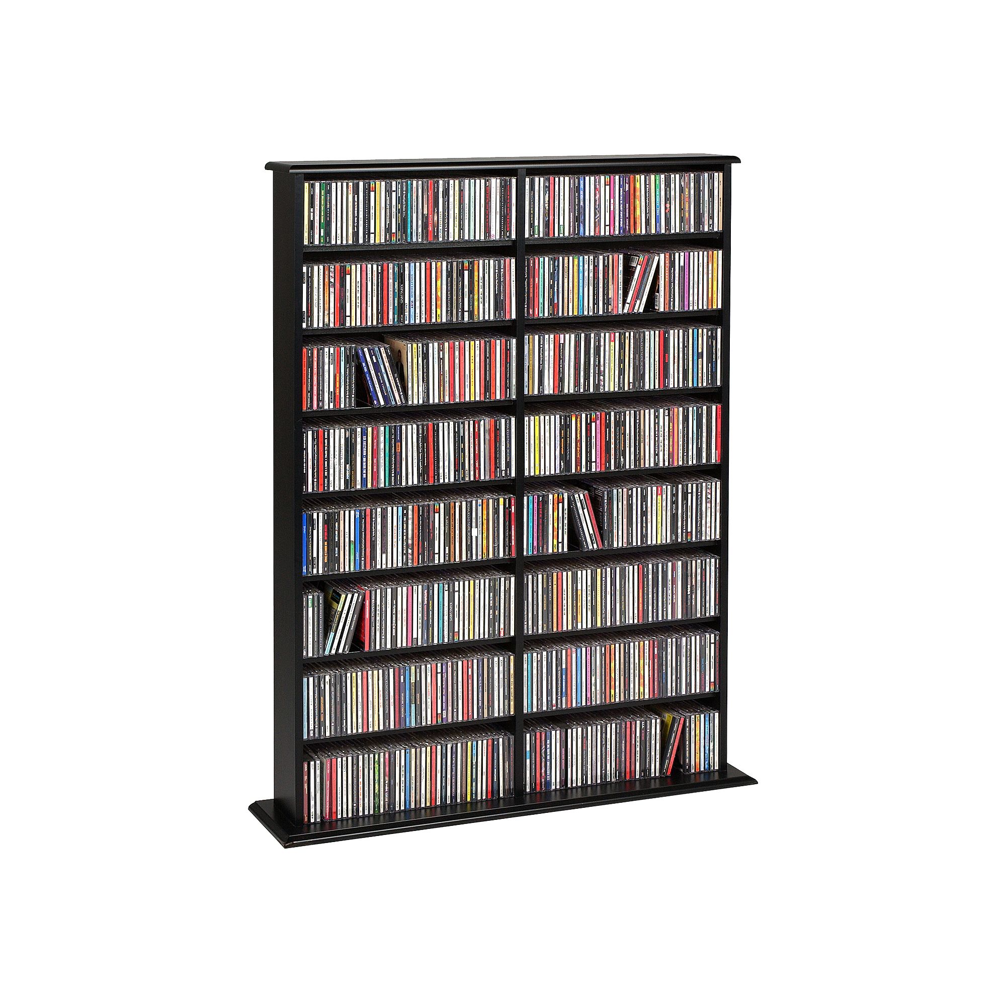 Prepac Double Width Multimedia Wall Storage, Black