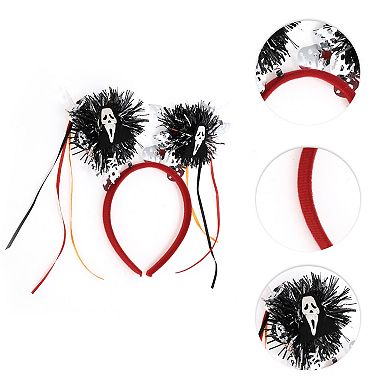 Classic Masks Pattern Headband 4.72" Diameter Black Red 1 Pc