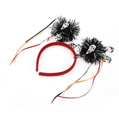 Classic Masks Pattern Headband 4.72" Diameter Black Red 1 Pc