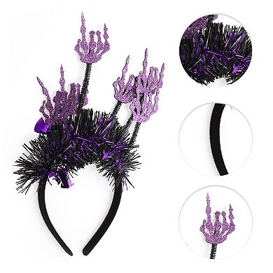 Fashion Skulls Pattern Headband 4.72" Diameter Black Purple 1 Pc
