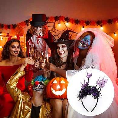 Fashion Skulls Pattern Headband 4.72" Diameter Black Purple 1 Pc