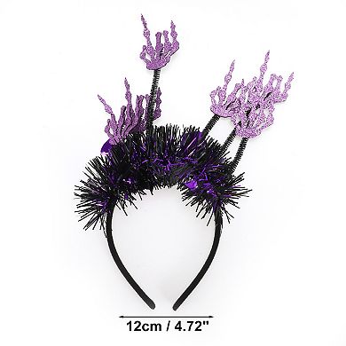 Fashion Skulls Pattern Headband 4.72" Diameter Black Purple 1 Pc