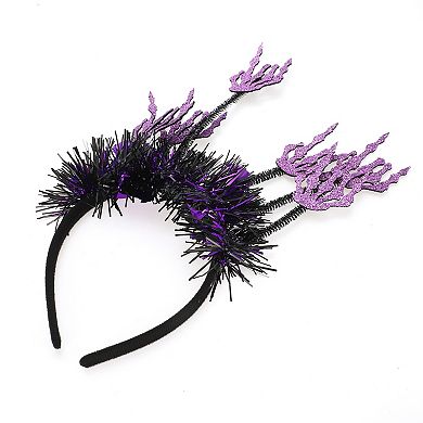 Fashion Skulls Pattern Headband 4.72" Diameter Black Purple 1 Pc