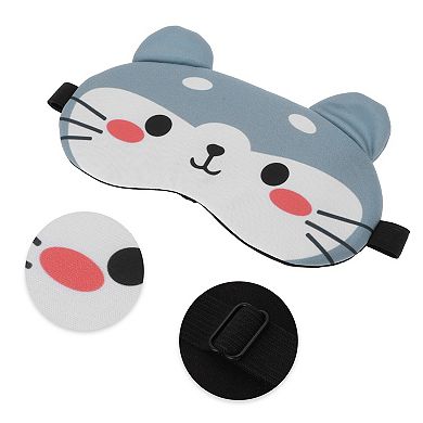Soft Cute Cat Eyes Sleep Mask Gray White Eye Shade Cover for Rest for Travel