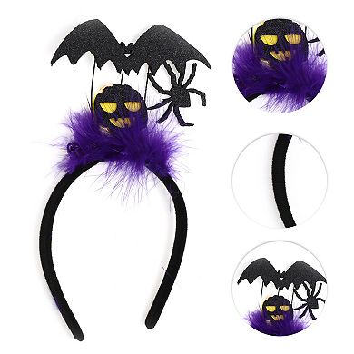 Classic Bats Pattern Headband 4.72" Diameter Black Purple 1 Pc