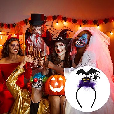 Classic Bats Pattern Headband 4.72" Diameter Black Purple 1 Pc