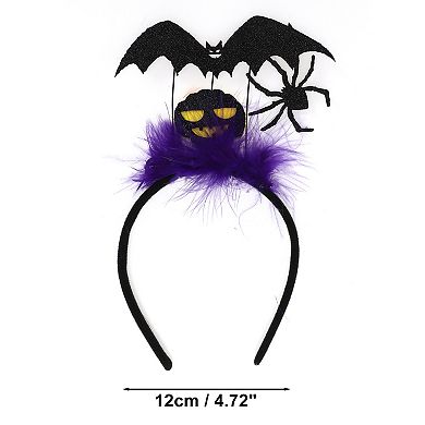 Classic Bats Pattern Headband 4.72" Diameter Black Purple 1 Pc