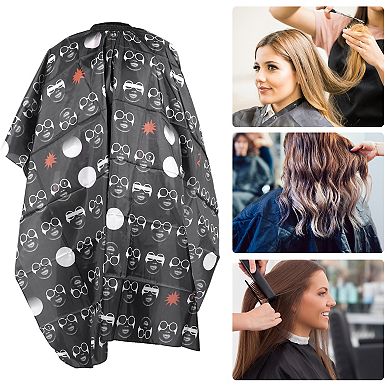 Glass Pattern Hairdressing Cape for Barber Shop 64.96"x57.09" Black 1 Pc