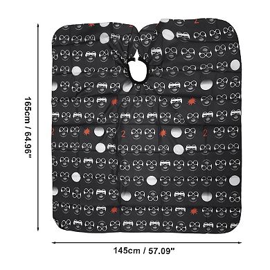 Glass Pattern Hairdressing Cape for Barber Shop 64.96"x57.09" Black 1 Pc