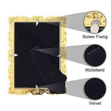 1Pcs Retro Plated Picture Frame, Pearl Photo Frames with Glass Front for Tabletop Display