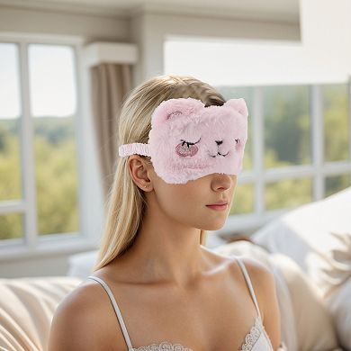 Soft Smiling Cat Eyes Sleep Mask Pink Eye Shade Cover for Rest for Travel 1 Pc