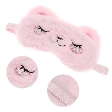 Soft Smiling Cat Eyes Sleep Mask Pink Eye Shade Cover for Rest for Travel 1 Pc