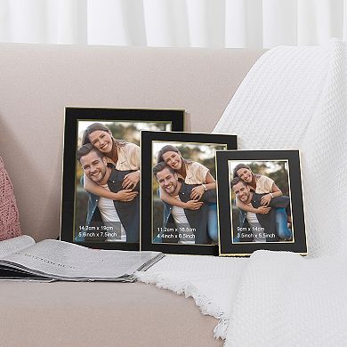 1Pcs Modern Picture Frame Brushed Aluminum Metal Photo Frame with Real Glass, Display