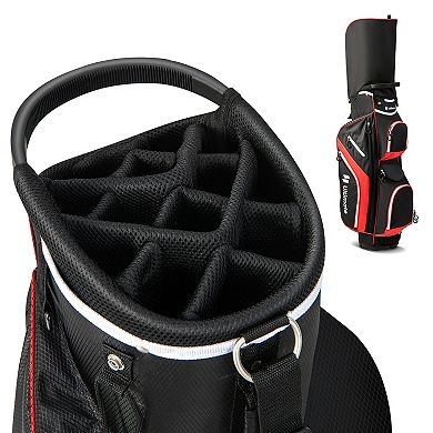 Golf Cart Bag with 14 Way Top Dividers-Red