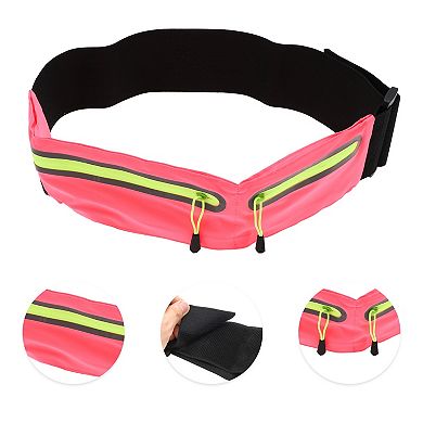 1 Pc Reflective Double Pocket Running Waist Pack for Hiking Gym