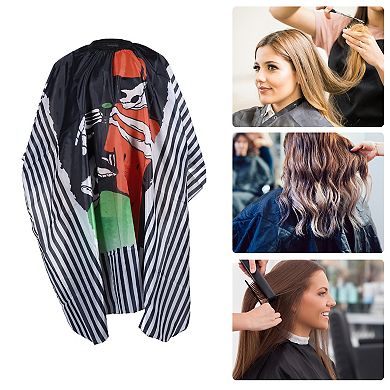 Skull Pattern Hairdressing Cape for Barber Shop 62.99"x55.12" Red Green 1 Pc