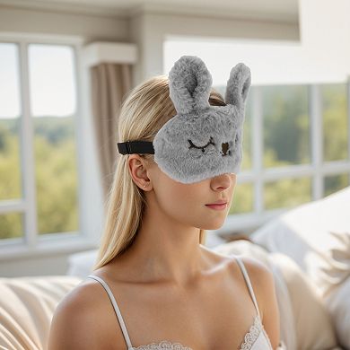Soft Rabbit Eyes Sleep Mask Gray Eye Shade Cover for Rest for Travel for Nap