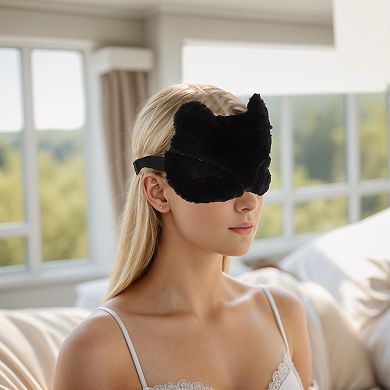 Soft Fox Eyes Sleep Mask Black Eye Shade Cover for Rest for Travel for Nap 1 Pc