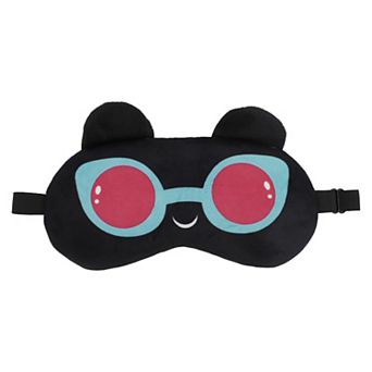 Soft Cartoon Red Glasses Sleep Mask Black Red Eye Shade Cover for Travel 1 pc