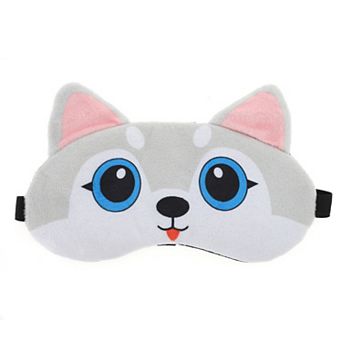Soft Cartoon Dog Sleep Mask Light Grey White Eye Shade Cover for Meditation 1 pc