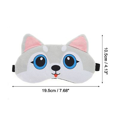 Soft Cartoon Dog Sleep Mask Light Grey White Eye Shade Cover for Meditation 1Pc
