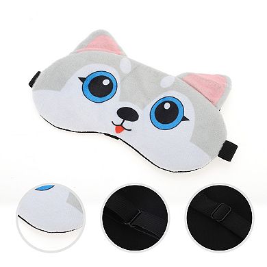 Soft Cartoon Dog Sleep Mask Light Grey White Eye Shade Cover for Meditation 1Pc