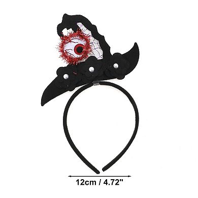 Classic Witch Hat Pattern Headband 4.72" Diameter Black Red 1 Pc