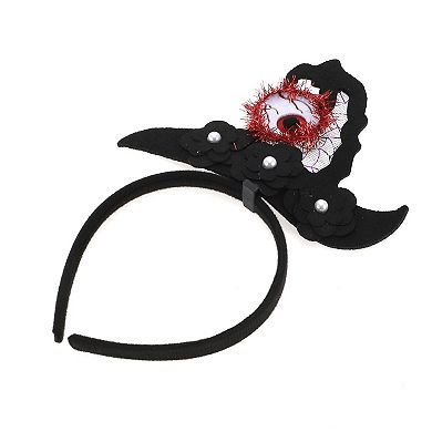Classic Witch Hat Pattern Headband 4.72" Diameter Black Red 1 Pc