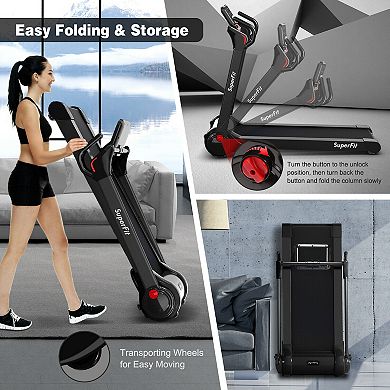 2.25 HP Electric Motorized Folding Running Treadmill Machine with LED Display-Black
