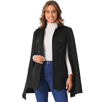Women's Cape Long Sleeve Coat Double Breasted Cloak Coat