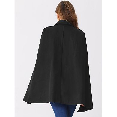 Women's Cape Long Sleeve Coat Double Breasted Cloak Coat
