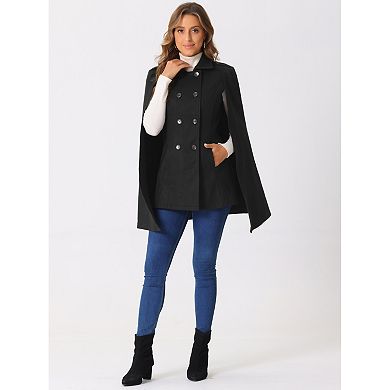 Women's Cape Long Sleeve Coat Double Breasted Cloak Coat