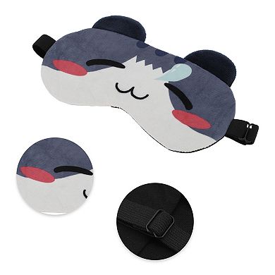 Soft Cartoon Snotlout Cat Sleep Mask Grey Blue Eye Shade Cover for Travel 1 Pc
